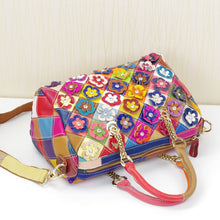 Load image into Gallery viewer, Cowhide Handbags Color Flower Handbags