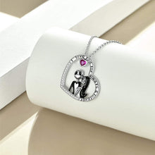 Load image into Gallery viewer, Vintage Skull Couple Necklace Heart Shape Crystal Peach Heart Pendant