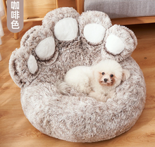 Load image into Gallery viewer, Dog Bed Cat Mat Round Large Pet House Long Plush Deep Sleeping Warm Bear Paw Shape Super Soft Cushion Calm Beds