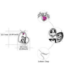 Load image into Gallery viewer, Vintage Skull Couple Necklace Heart Shape Crystal Peach Heart Pendant