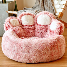Load image into Gallery viewer, Dog Bed Cat Mat Round Large Pet House Long Plush Deep Sleeping Warm Bear Paw Shape Super Soft Cushion Calm Beds