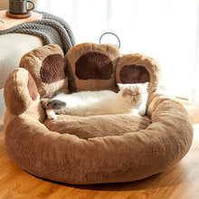 Load image into Gallery viewer, Dog Bed Cat Mat Round Large Pet House Long Plush Deep Sleeping Warm Bear Paw Shape Super Soft Cushion Calm Beds