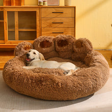 Load image into Gallery viewer, Dog Bed Cat Mat Round Large Pet House Long Plush Deep Sleeping Warm Bear Paw Shape Super Soft Cushion Calm Beds