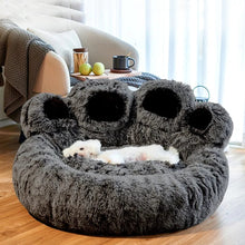 Load image into Gallery viewer, Dog Bed Cat Mat Round Large Pet House Long Plush Deep Sleeping Warm Bear Paw Shape Super Soft Cushion Calm Beds
