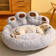 Load image into Gallery viewer, Dog Bed Cat Mat Round Large Pet House Long Plush Deep Sleeping Warm Bear Paw Shape Super Soft Cushion Calm Beds