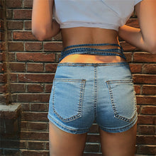 Load image into Gallery viewer, Europe and the United States new jeans strap casual joker super shorts