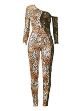 Load image into Gallery viewer, Half Lace Half Leopard Print One-Piece