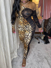 Load image into Gallery viewer, Half Lace Half Leopard Print One-Piece