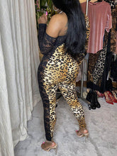 Load image into Gallery viewer, Half Lace Half Leopard Print One-Piece