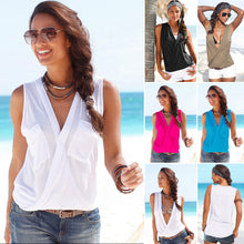 Load image into Gallery viewer, Double Pocket V-neck Sleeveless Vest Cross European And American T-shirt