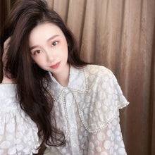 Load image into Gallery viewer, Hollow Sexy Polka Dot Velvet Shirt Women Pearl Cloak Loose Slim Top