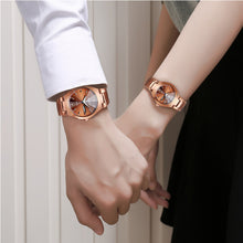 Load image into Gallery viewer, Coffee Gold Luminous Waterproof Steel Band Couple Student Watch