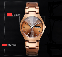 Load image into Gallery viewer, Coffee Gold Luminous Waterproof Steel Band Couple Student Watch