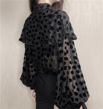 Load image into Gallery viewer, Hollow Sexy Polka Dot Velvet Shirt Women Pearl Cloak Loose Slim Top