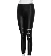 Load image into Gallery viewer, Hollow Out Women Fashion High Zippers Leggings Active Leather Pants
