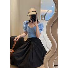 Load image into Gallery viewer, Solid Color New French Style Exposed Collarbone Shirt Top