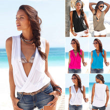 Load image into Gallery viewer, Double Pocket V-neck Sleeveless Vest Cross European And American T-shirt