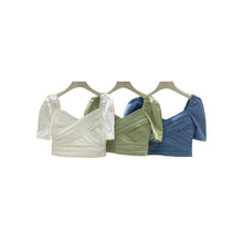 Load image into Gallery viewer, Solid Color New French Style Exposed Collarbone Shirt Top
