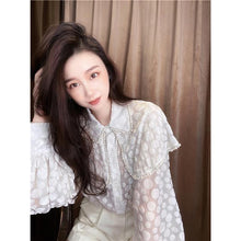 Load image into Gallery viewer, Hollow Sexy Polka Dot Velvet Shirt Women Pearl Cloak Loose Slim Top