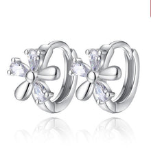 Load image into Gallery viewer, Natural Crystal Small Flower Hoop Earring