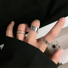 Load image into Gallery viewer, Hiphop/Rock Metal Geometry Circular Punk Rings Set
