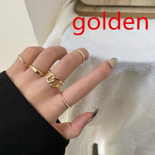 Load image into Gallery viewer, Hiphop/Rock Metal Geometry Circular Punk Rings Set