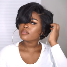 Load image into Gallery viewer, Black bob micro curl short hair
