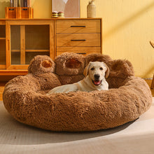 Load image into Gallery viewer, Dog Bed Cat Mat Round Large Pet House Long Plush Deep Sleeping Warm Bear Paw Shape Super Soft Cushion Calm Beds

