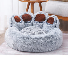 Load image into Gallery viewer, Dog Bed Cat Mat Round Large Pet House Long Plush Deep Sleeping Warm Bear Paw Shape Super Soft Cushion Calm Beds
