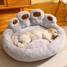 Load image into Gallery viewer, Dog Bed Cat Mat Round Large Pet House Long Plush Deep Sleeping Warm Bear Paw Shape Super Soft Cushion Calm Beds
