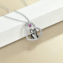 Load image into Gallery viewer, Vintage Skull Couple Necklace Heart Shape Crystal Peach Heart Pendant
