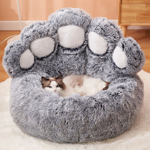 Load image into Gallery viewer, Dog Bed Cat Mat Round Large Pet House Long Plush Deep Sleeping Warm Bear Paw Shape Super Soft Cushion Calm Beds
