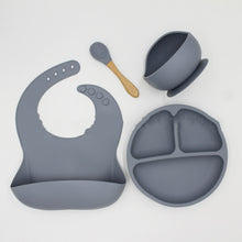 Load image into Gallery viewer, Bib Dinner Plate Spoon Bowl 4 Piece Set Silicone Baby Bowl Bib Plate Set
