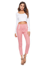 Load image into Gallery viewer, Black and white plaid zipper slim slimming white pants
