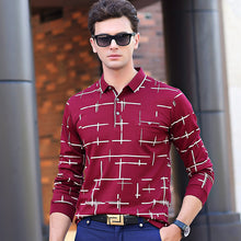 Load image into Gallery viewer, Ali tiger randsome Long Sleeve Shirt Men&#39;s fashion leisure mercerized cotton silk autumn Korean slim lapels
