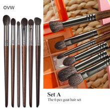 Load image into Gallery viewer, OVW Cosmetic 2/6 pcs Goat Hair Makeup Eye Shadow Brush Set Tool Ultra Soft Make Up Tapered Blender Diffuse Kit Cut Crease Brush

