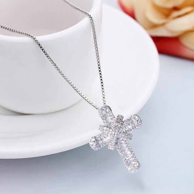 Fashion Lucky Simple Shiny Cubic Zirconia Cross